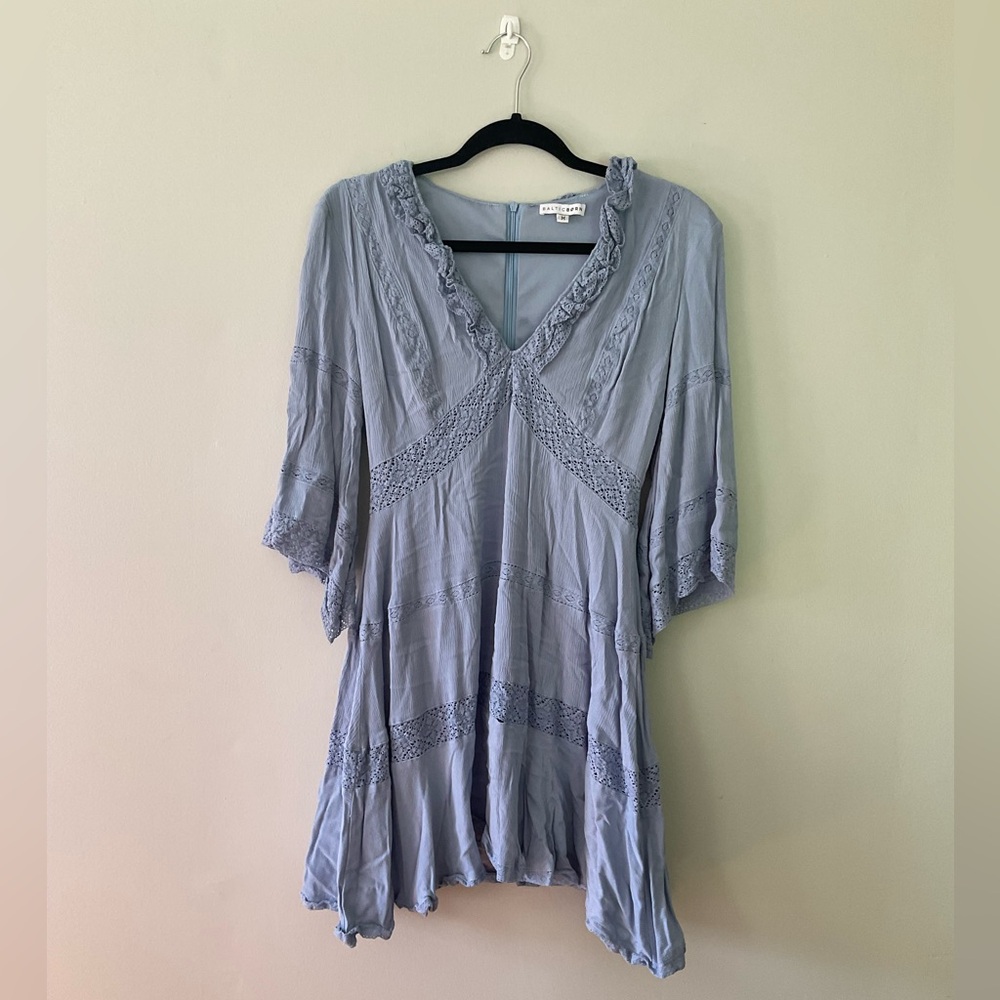 Baltic Born light blue 3/4 length sleeve short lace dress